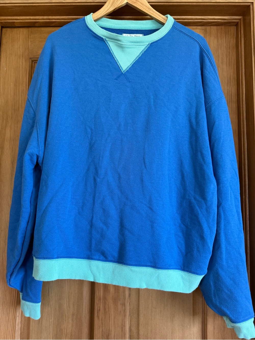 Free People Blue Pullover with Mint Trim